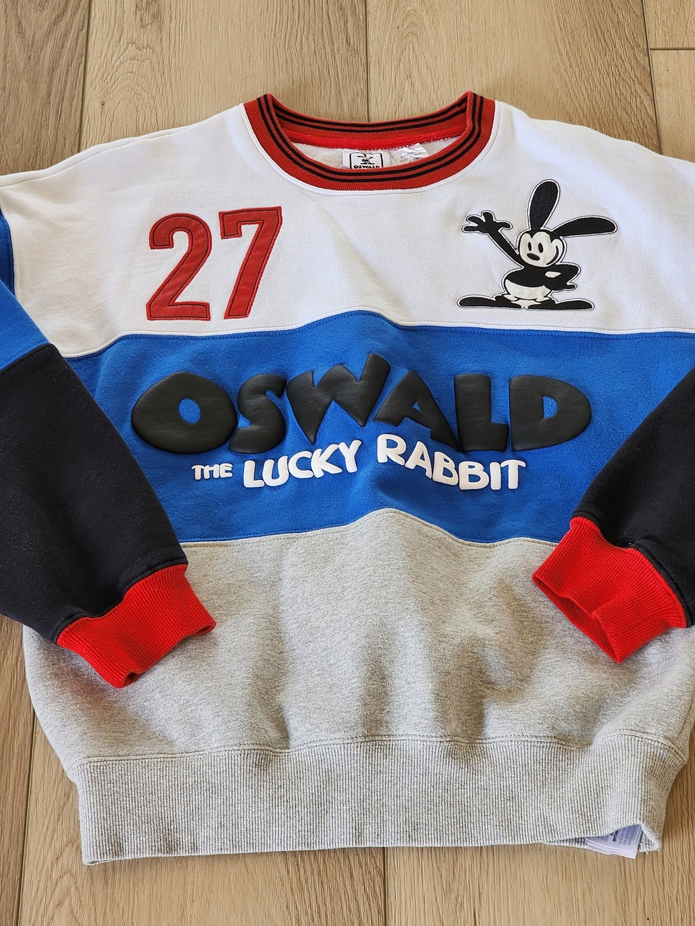 Disney Oswald Colorblock Crewneck Sweatshirt-Size Large